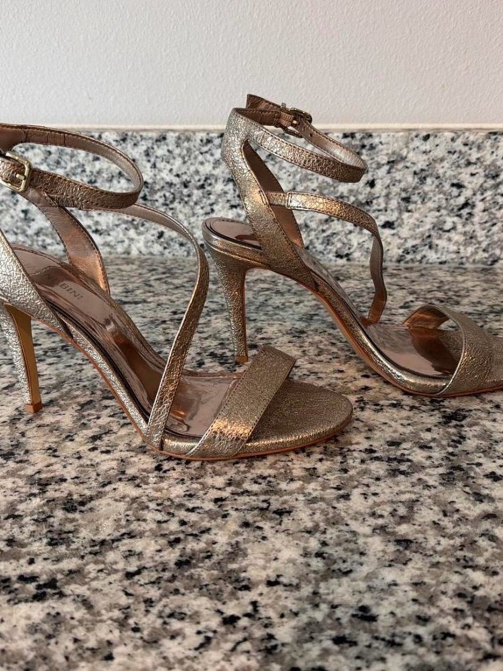 Metallic Gold Strappy Stiletto Sandals